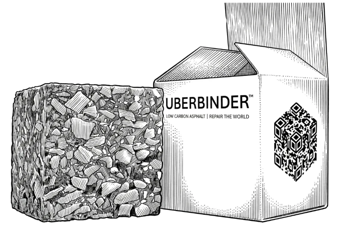 Uberbinder asphalt cube and box for closing band